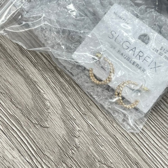 NWT BAUBLEBAR Crystal Beaded Double Hoop Earrings Sugarfix Gold Fashion Jewelry - Picture 4 of 6